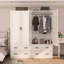 Armoire de rangement 71 po avec 2 tiroirs et une tringle, 2 armoires de rangement pour la chambre à coucher, vestiaire, blanc