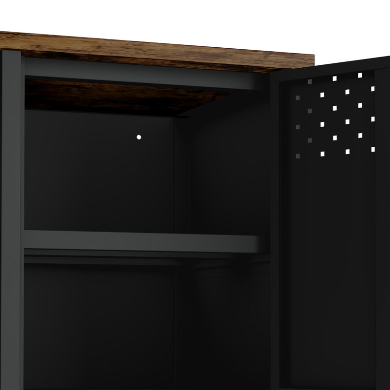 Landen 47" Metal Storage Cabinet In Black, Black