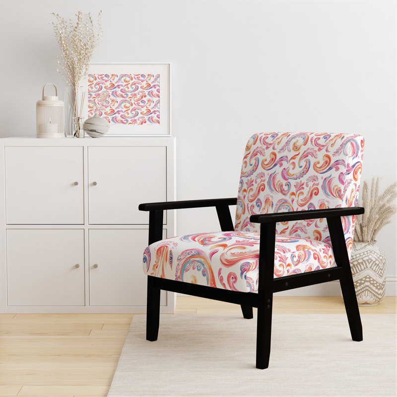 Chaise d'appoint moderne - Fauteuil Paisley Dreams, Accoudoirs carrés noirs