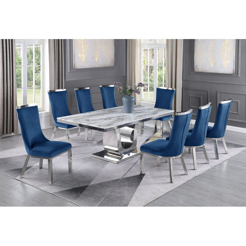 Ensemble repas pour 8 personnes, Bleu marine