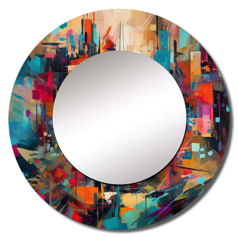 Pohto Exploration de la tranquillité abstraite II - miroir mural décoratif géométrique, miroir moderne, impression d'art en métal
