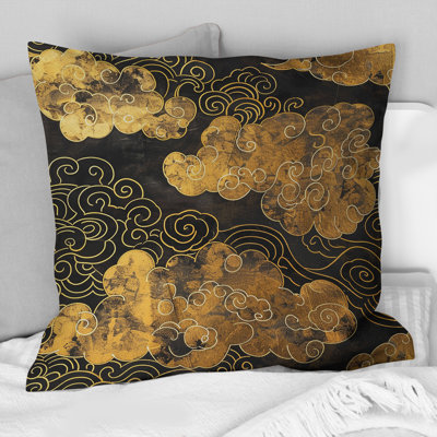 Nuage chinois doré noir II - coussin traditionnel chinois