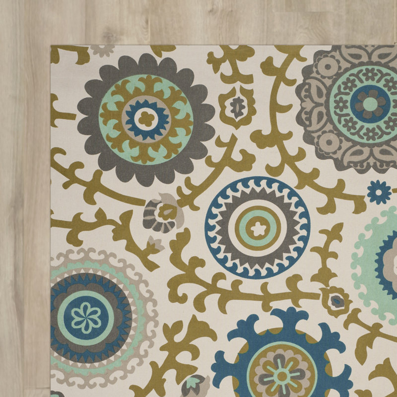 Tapis géométrique en coton tissé à la main Pritchett Cedar Brook, 7'3" x 9'3"