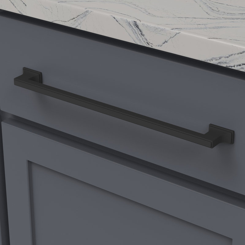 Brownstone Collection Handle Pull - Cabinet Pull - Transitional Hardware for Drawers & Cabinets, 12", Matte Black