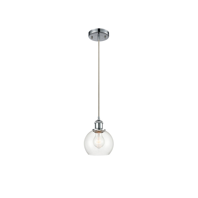 Luminaire suspendu sphérique 1 lumière Roxane, DEL, Chrome poli