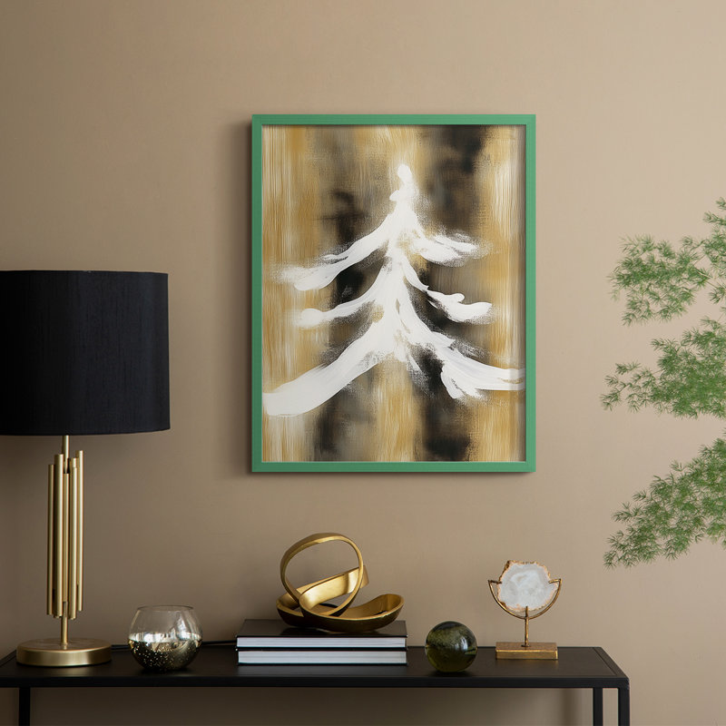 «Christmas Holiday Art CCVII», reproduction d'art encadrée - bois massif, H 30 po x l 24 po, Vert