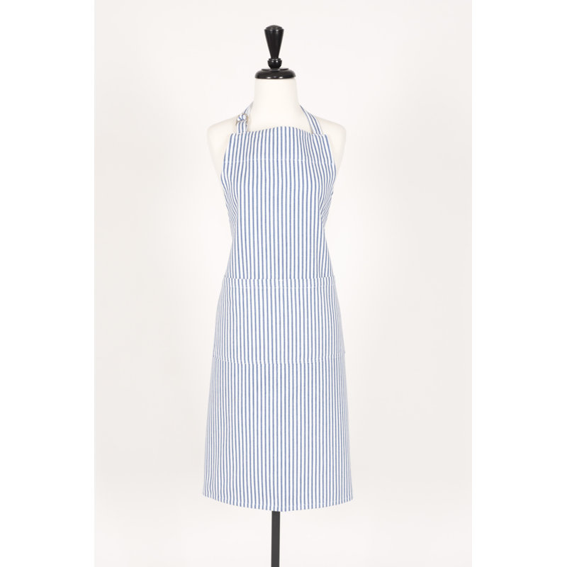 Graduation Striped Cotton Apron, Blue