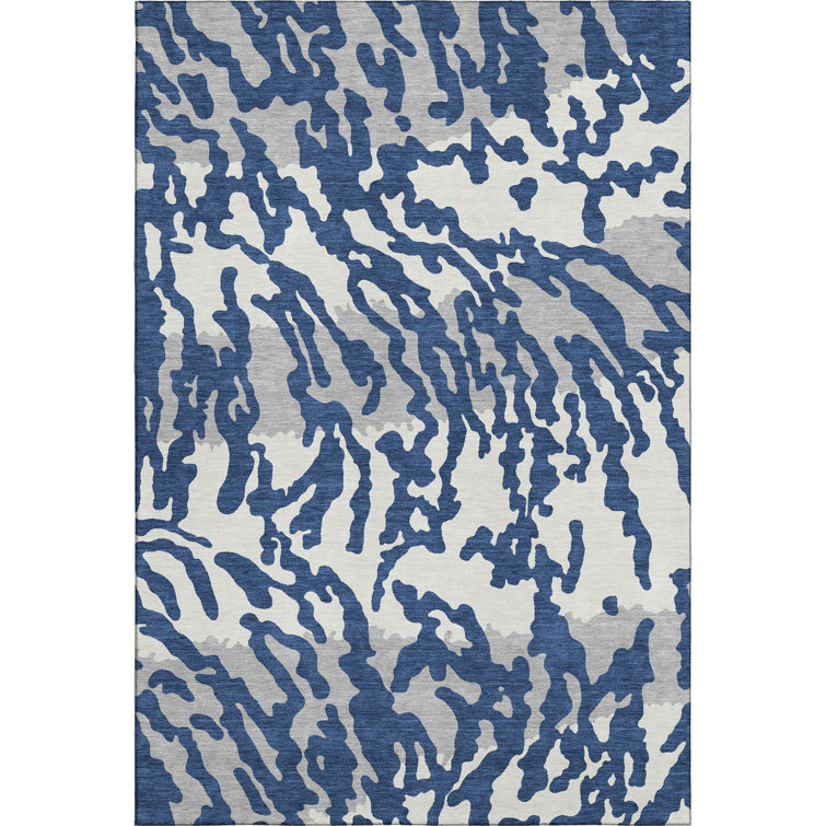 Premium Machine Washable Prisco Navy Rug