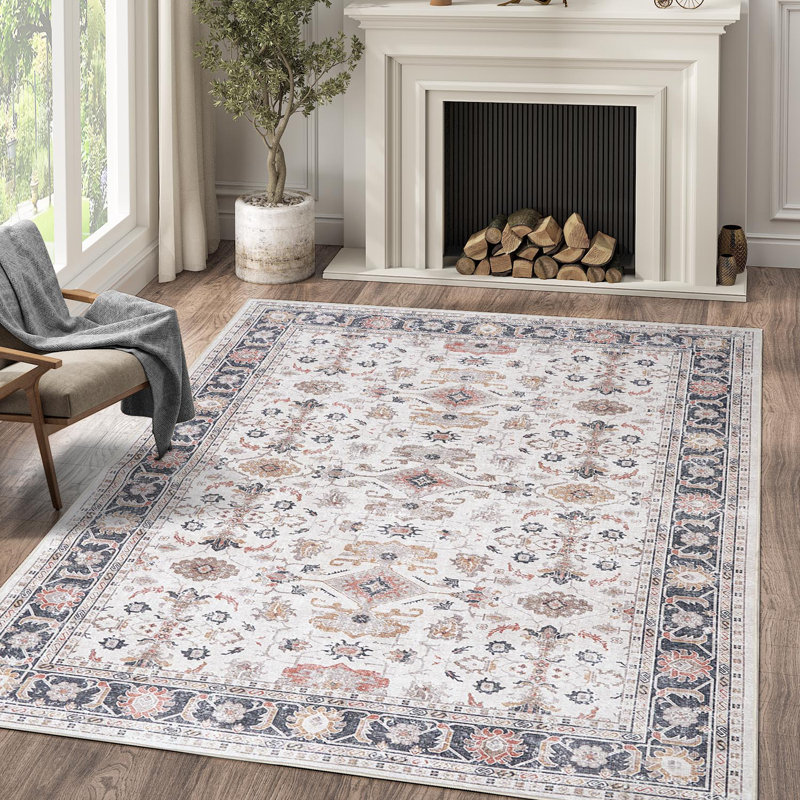 Tapis intérieur lavable Nermine Chenille Mashine, Rectangle 5 pi x 7 pi
