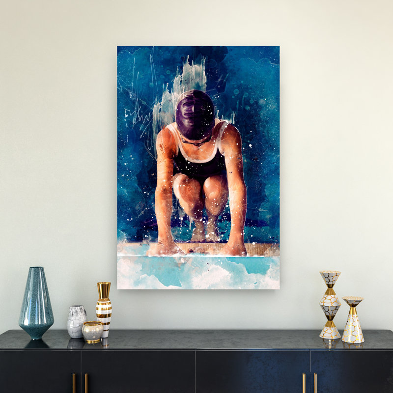 Art mural dauphin contemporain, H 36 po x l 24 po