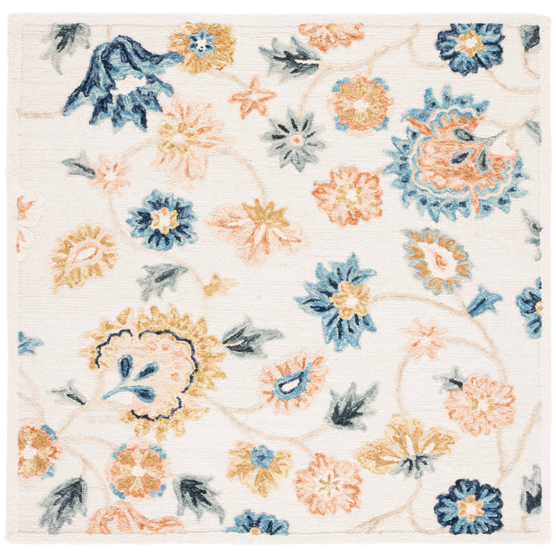 Tapis ivoire / gris Hermine Metro 112, Carré 6 pi