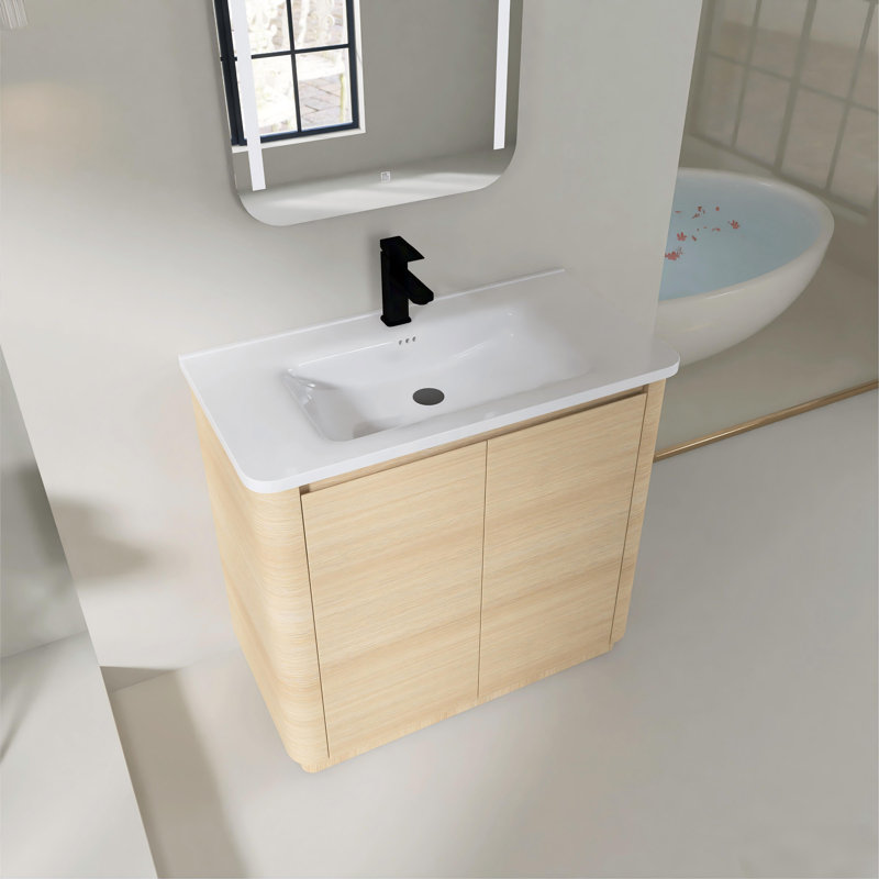 Meuble-lavabo autoportant de 36 pouces avec lavabo en céramique et portes à fermeture en douceur, 36"