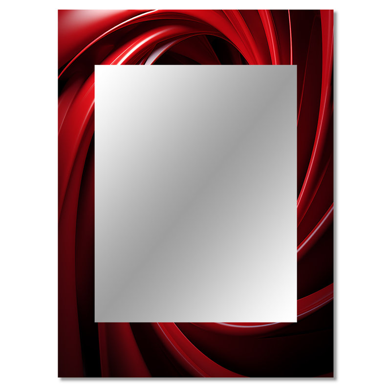 Red and black abstract spiral dreamscape - Abstract Spirals Large Mirror, Modern Unique Wall Mirror Decor, Printed Metal Art