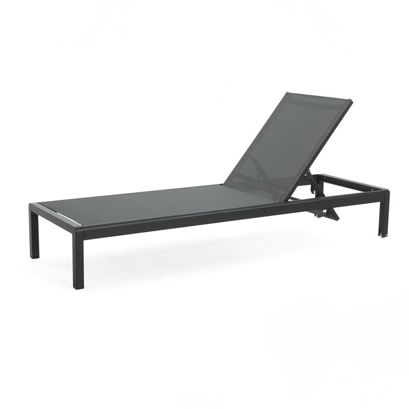 Fauteuil inclinable réglable multifonctionnel CHAISE LUNGE (ENSEMBLE DE 2), Structure noire / tissu gris