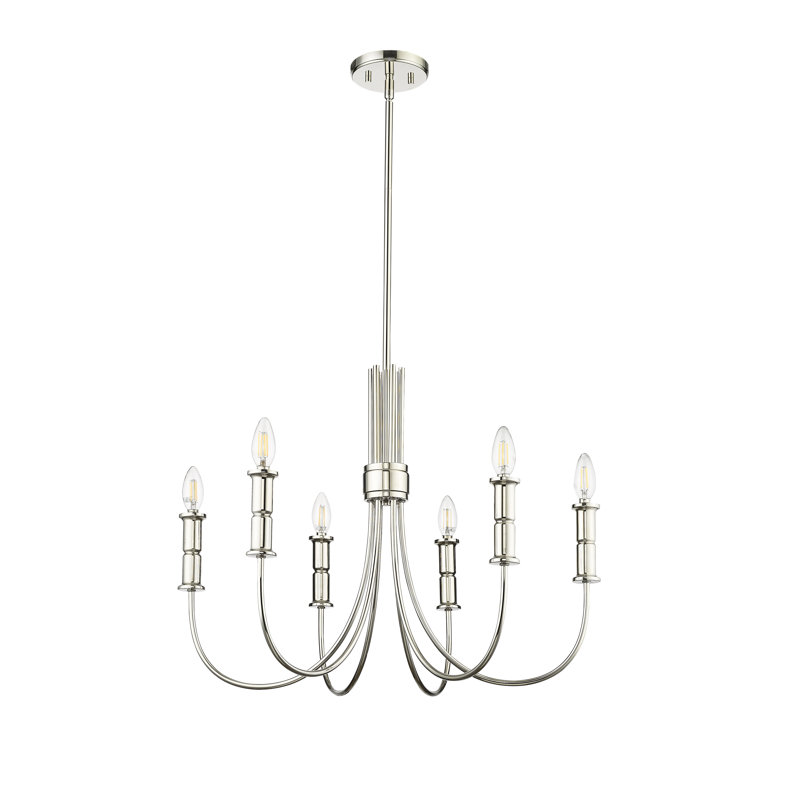 Potiss 6 - Light 26" Wide Dimmable Classic / Traditional Chandelier, Polished Nickel