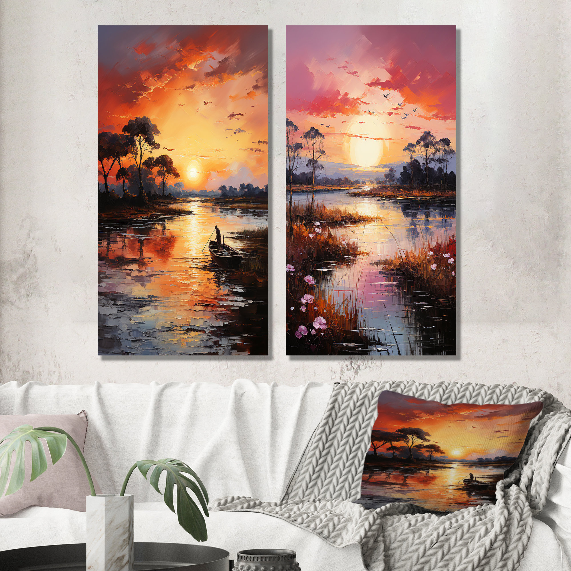 Lark Manor™ Lakeside Sunrise Tranquility - Lake River Metal Art Print ...