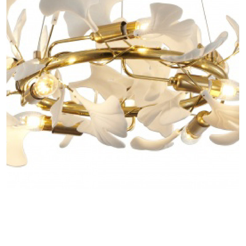 Lustre de feuille transitionnel en acrylique 8 lumières, Laiton