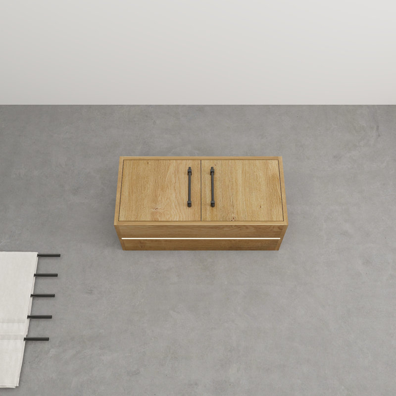 Victoria Oak Finish Wall-Mounted Bathroom Cabinet with LED Light