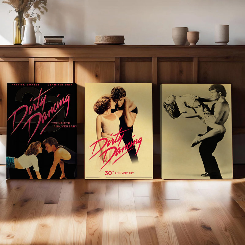 Ensemble de 3 affiches encadrées « Dirty Dancing », avec Patrick Swayze et Jennifer Grey. Décoration murale classique pour le salon et la chambre. Impressions vintage de scènes de danse pour le 20e et le 30e anniversaire. Collection hollywoodienne nostalgique.