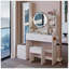 Full Body Mirror Cabinet with LED Vanity Table, Cushioned Stool, and Power Station, Touch Control, Adjustable Brightness, Large Desktop