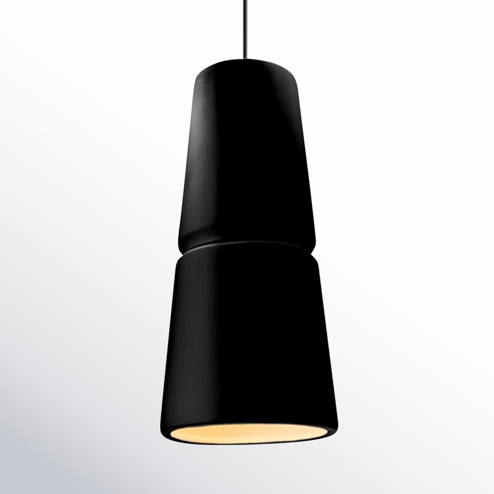 Logan 1-Light Dimmable Ceramic Cone Pendant , Matte Black, Carbon Matte Black, 18" H x 8" W x 8" D