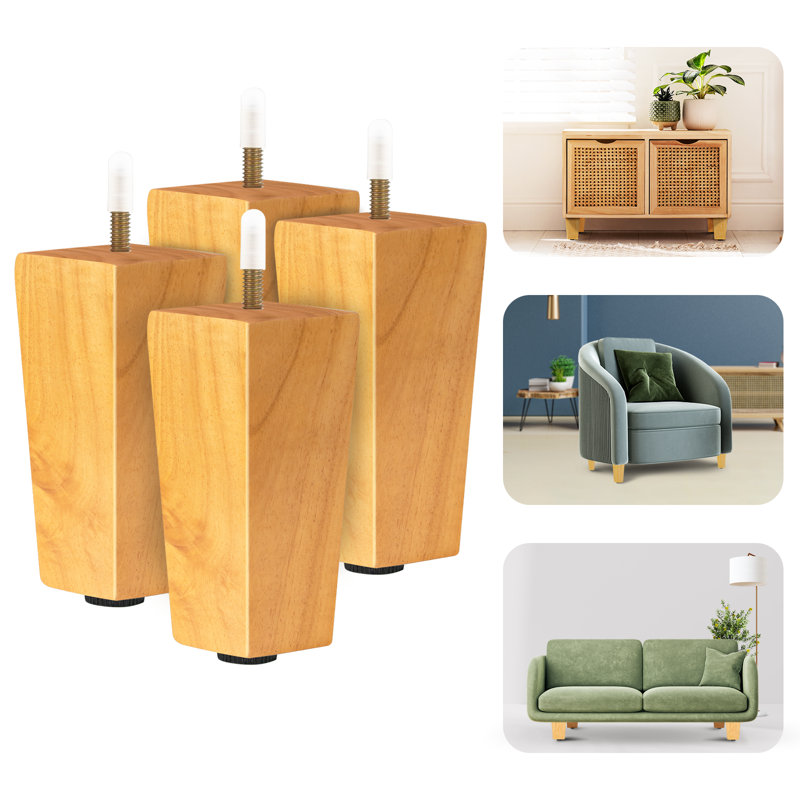 Abbye 4 Square Walnut Wood Legs, 4.5" H x 2" W x 2" D