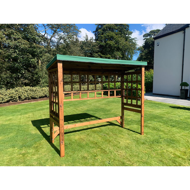 Oakham 2.5m x 1m Wood Patio Gazebo, Green