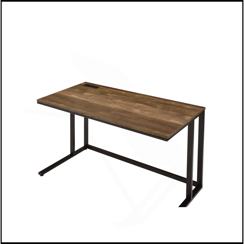 Bureau d'écriture en noyer avec USB, Noir
