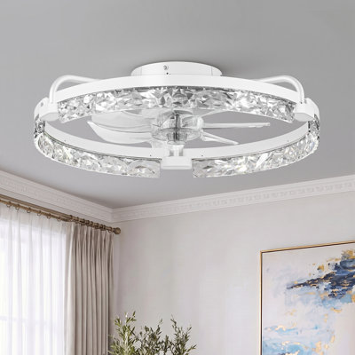 20" Flush Mount Bladeless Ceiling Fan with Light & Remote