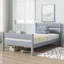 Lit plateforme simple gris en bois d'hévéa de style minimaliste avec tête et pied de lit