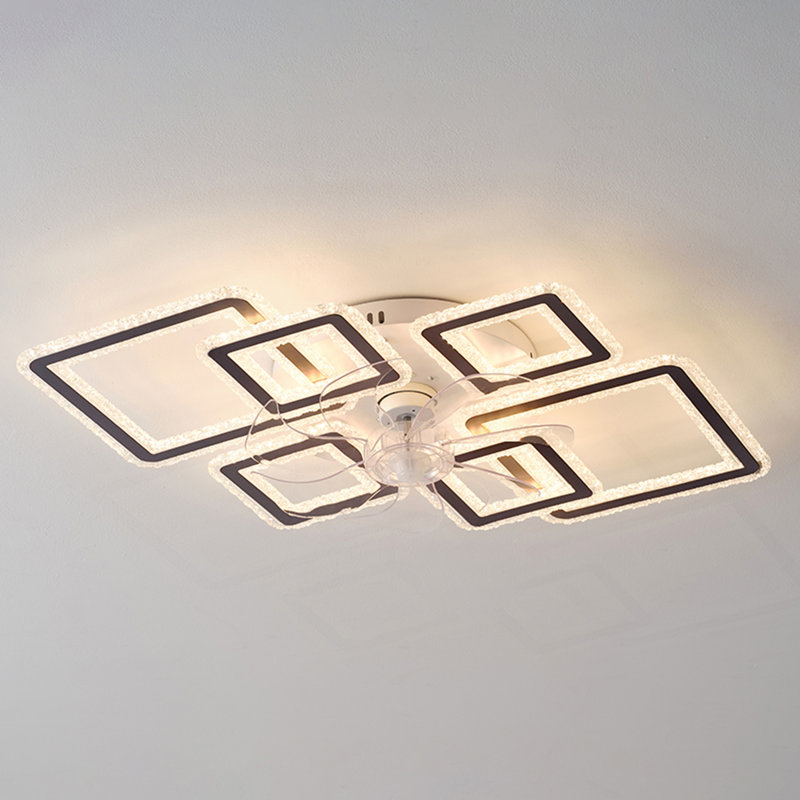 Ventilateur de plafond noir de 33 pouces avec télécommande et lumières APP, à intensité variable avec télécommande 7 pales 6 vitesses de vent