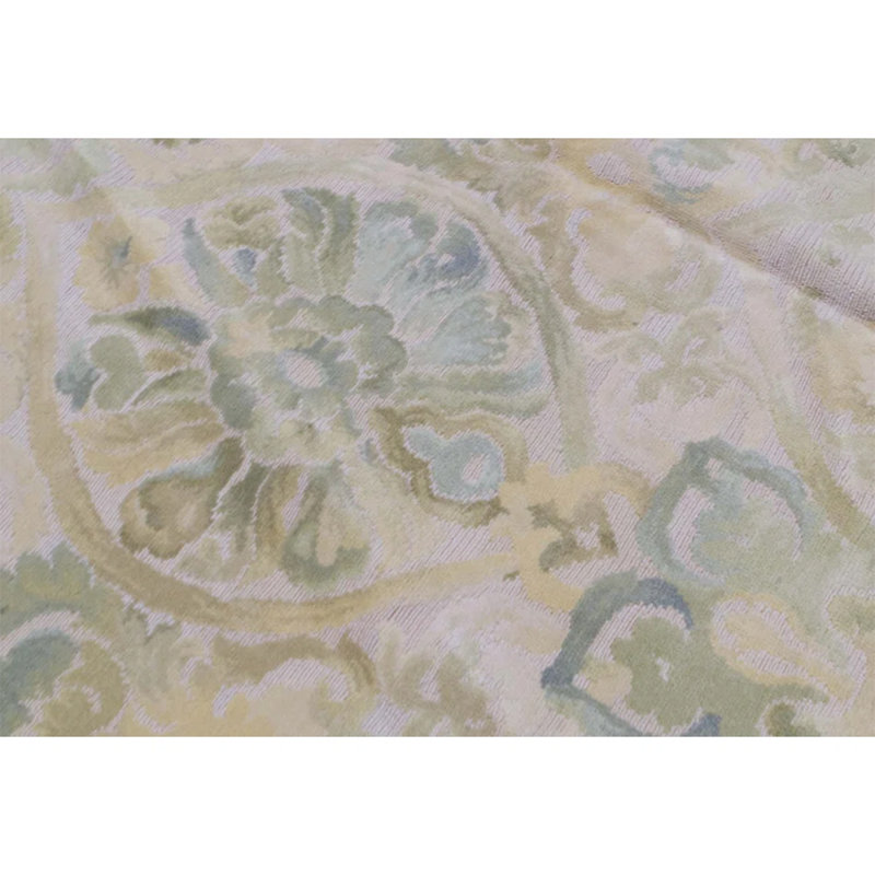 Tapis beige noué à la main de haute qualité, Rectangle 10 pi x 14 pi