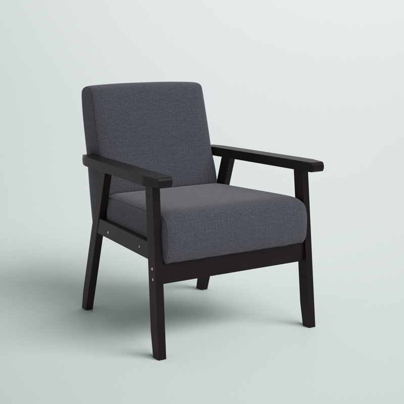 Santillo Upholstered Armchair, Dark Gray Linen, Espresso