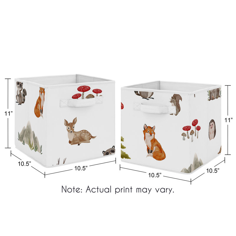 Sweet Jojo Designs Watercolor Woodland Forest Animals Collection Fabric Decorative Bin