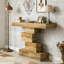 Table d'appoint en bois avec base géométrique-1739865911