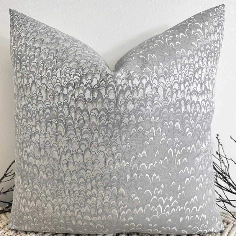 Abstract Square Throw Pillow Cover, Silver