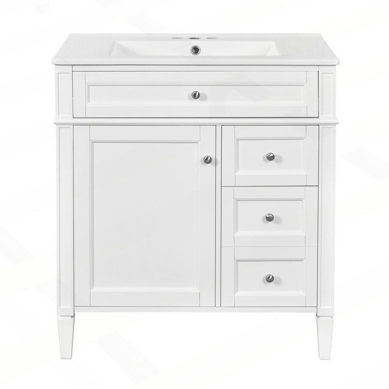 Meuble-lavabo moderne avec plusieurs options de rangement et un design élégant, Blanc
