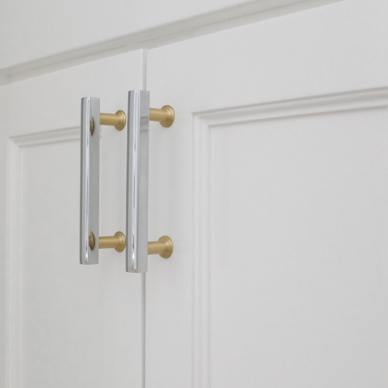Mod Two Tone Bar / Handle Pull, Polished Chrome/Satin Brass, 5"