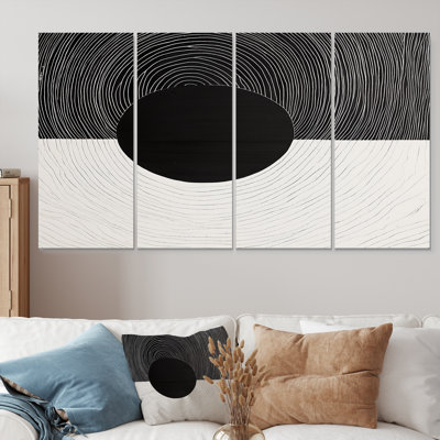 Ensemble de 4 décorations murales Balance Black White Minimal Concentric - Minimalisme