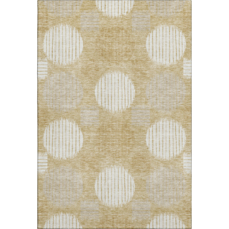 Premium Machine Washable Prisco Gold Rug