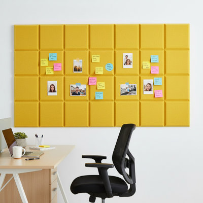 1 panneau de feutre à neuf grilles murales bricolage photo de panneau de message mural scolaire chambre à coucher salon décoration murale 30 x 30 cm / 11,81 po, jaune