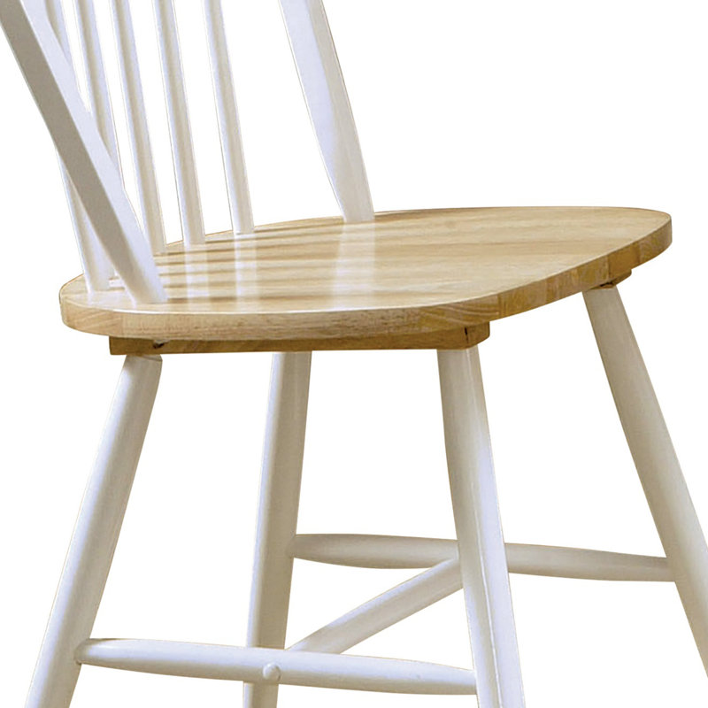 Chaise d’appoint à dossier en bois massif de style Windsor en blanc/brun Framington