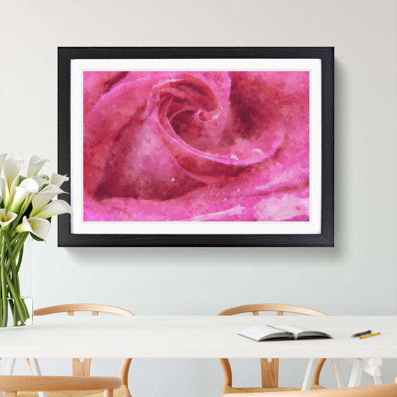 Pink Rose Flower Vol.8 - Framed Print, 27cm H x 36cm W x 2cm D, Black Framed
