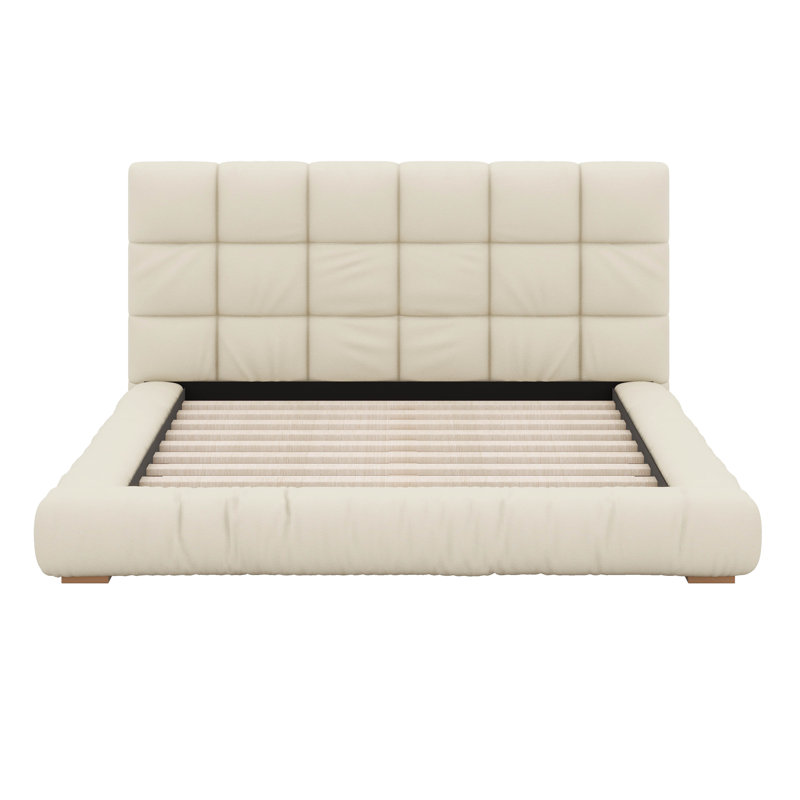 Lit moderne à profil bas avec support de lattes robuste, pas de sommier tapissier, lit moelleux de luxe pour la chambre à coucher