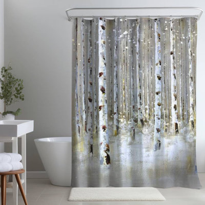 Shower Curtain LA7 – Polyester Shower Curtain, Dye Sublimation Print, 71" W × 74" L