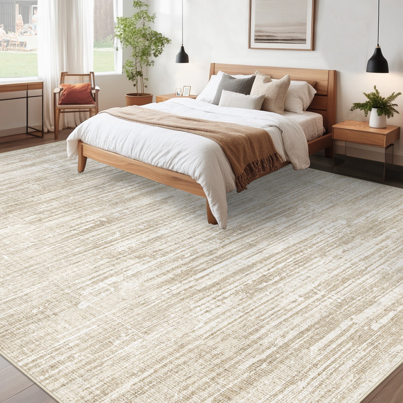Tapis lavable camel à motif géométrique marocain 9 pi x 12 pi - antidérapant, Chameau, Rectangle 9' x 12'