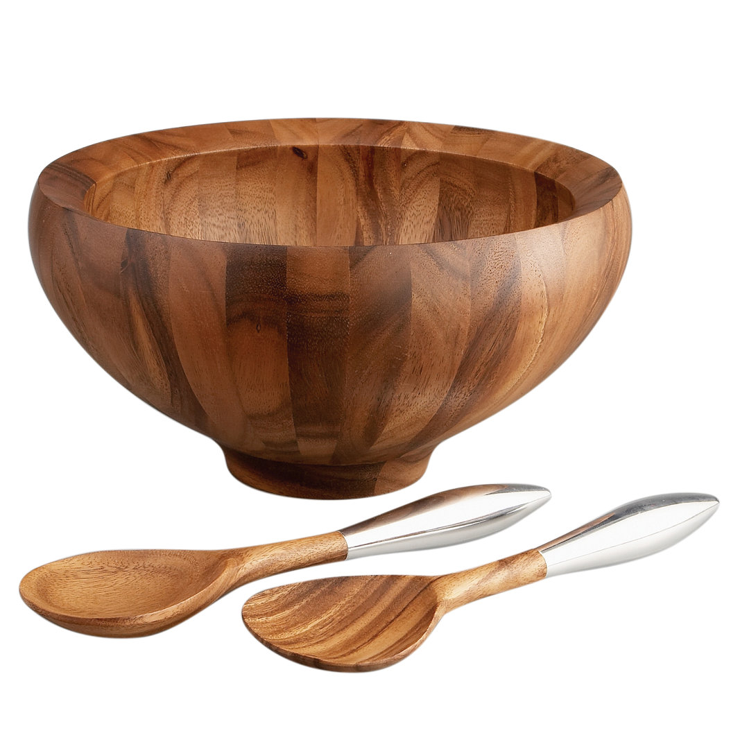 Nambe Yaro Salad Bowl W/ Servers Nambé