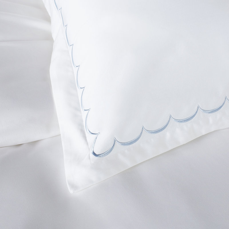 Brazier Sateen Duvet Cover, King Duvet Cover + 2 King Shams, Blue/White