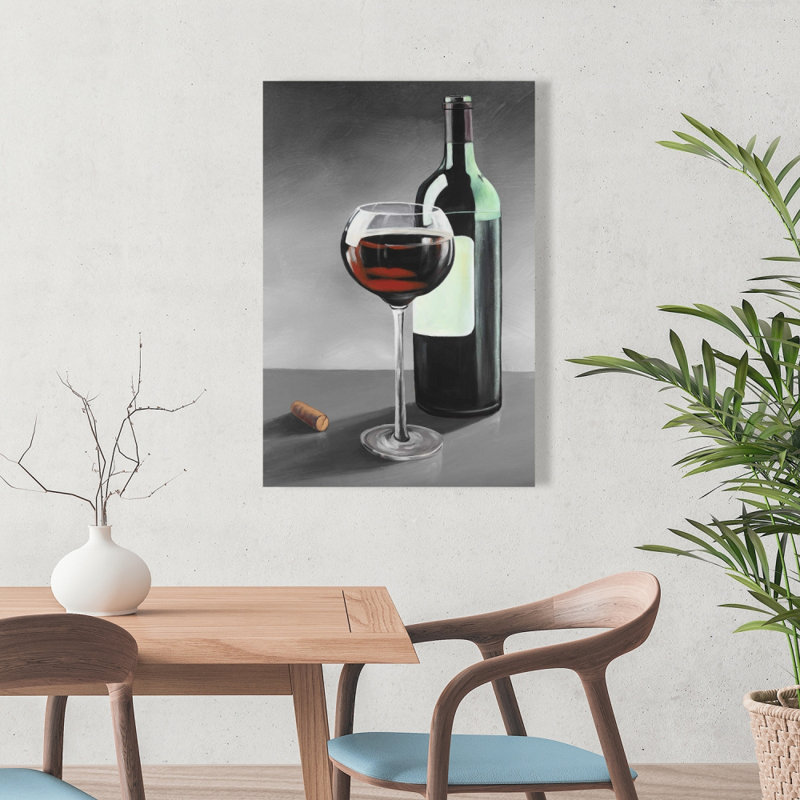 Bouteille de bourgogne - toile rustique rouge pour la décoration intérieure