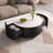Round Movable Coffee Table with Casters